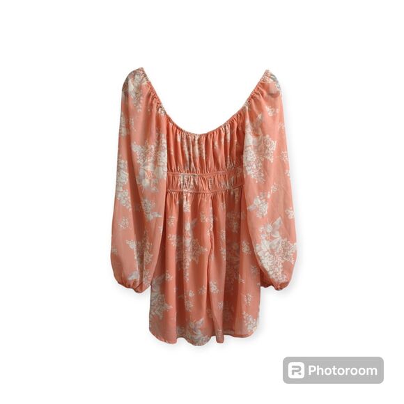 Hello Molly Sweet Harmony Romper Orange Floral Mini Vacation Balloon Slv 4 S - Picture 10 of 13